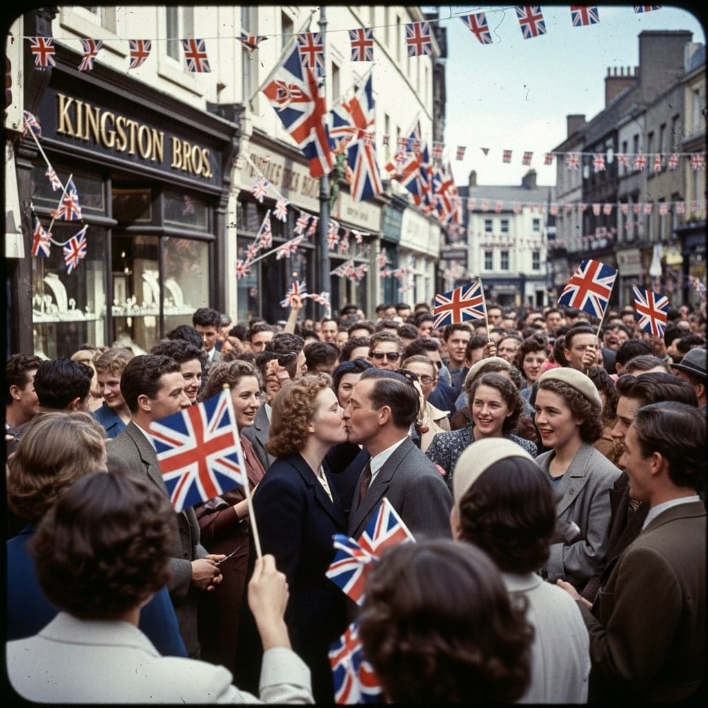 1940s ve day kiss A Family Story